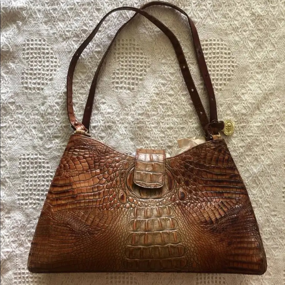 Brahmin Embossed Leather Croc Shoulder Bag!